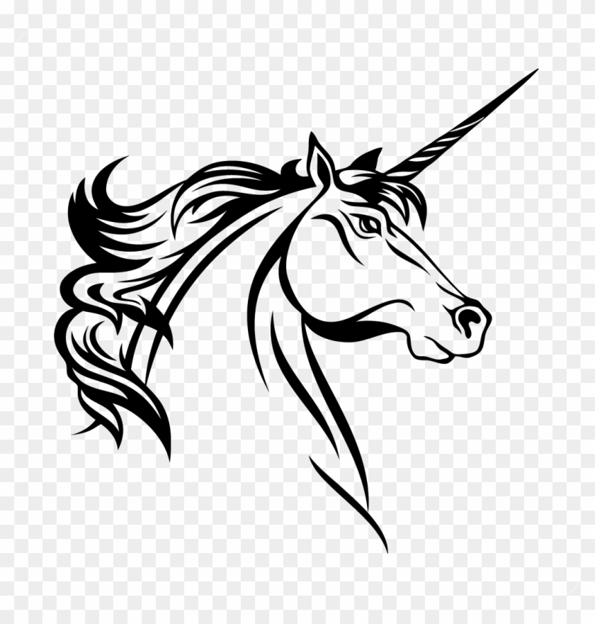 Unicorn Head Decal Style - Horse Head Drawing Unicorn Clipart #152902