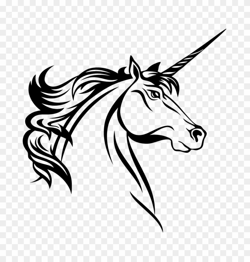 Unicorn Head Decal Style - Horse Head Drawing Unicorn Clipart