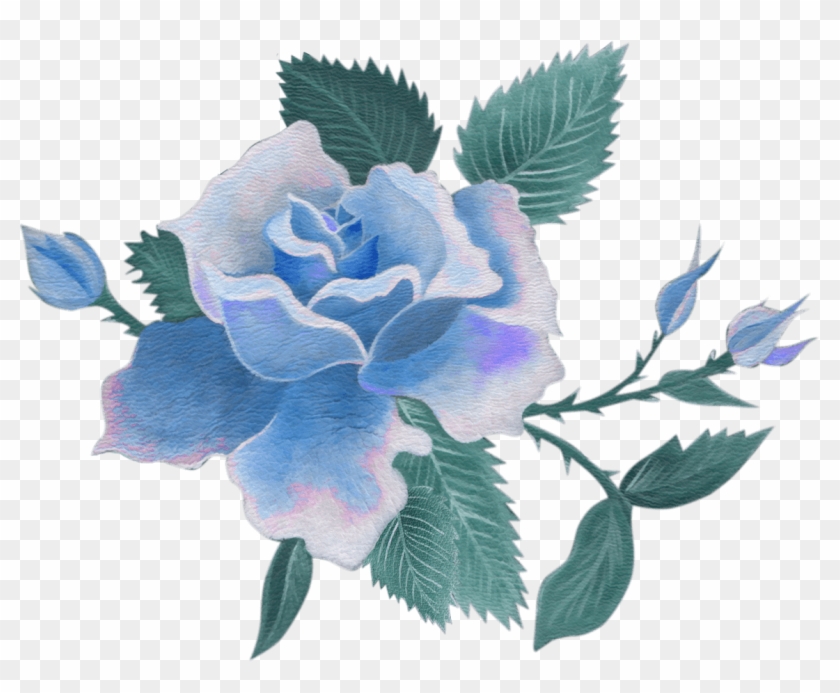 Go To Image - Vintage Blue Flower Png Clipart