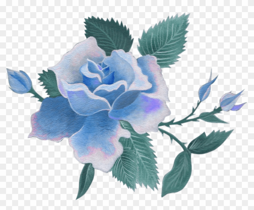 Go To Image - Vintage Blue Flower Png Clipart #153503