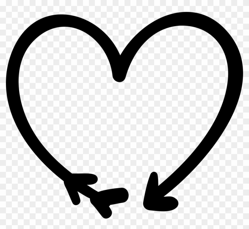 Arrow And Heart Doodle Png Icon Free - Arrow Heart Outline Png Clipart