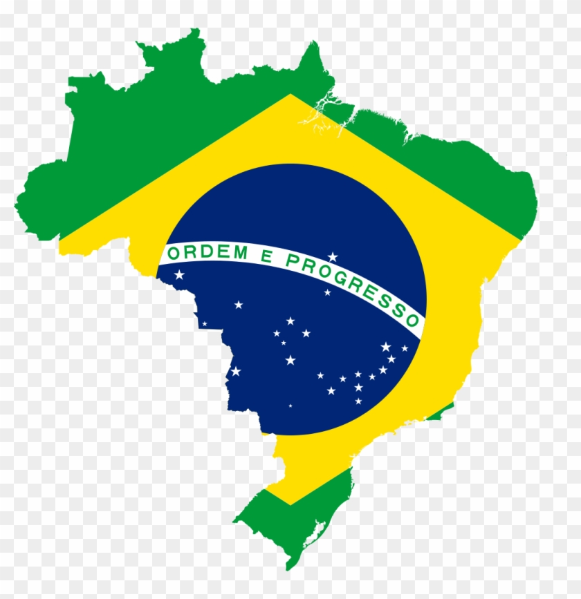 Map Of Brazil With Flag - Brazil Country With Flag Clipart