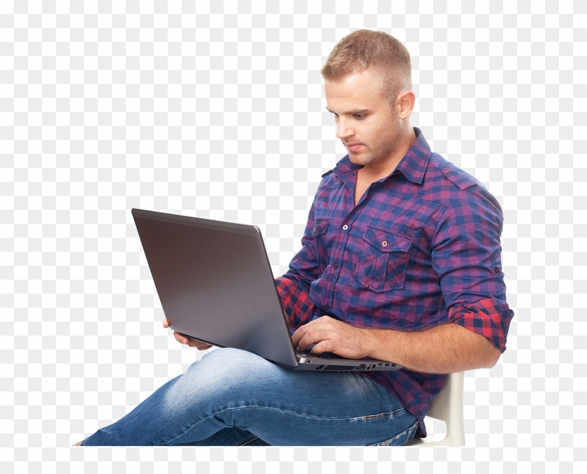 Sitting Man Png Laptop , Png Download Clipart