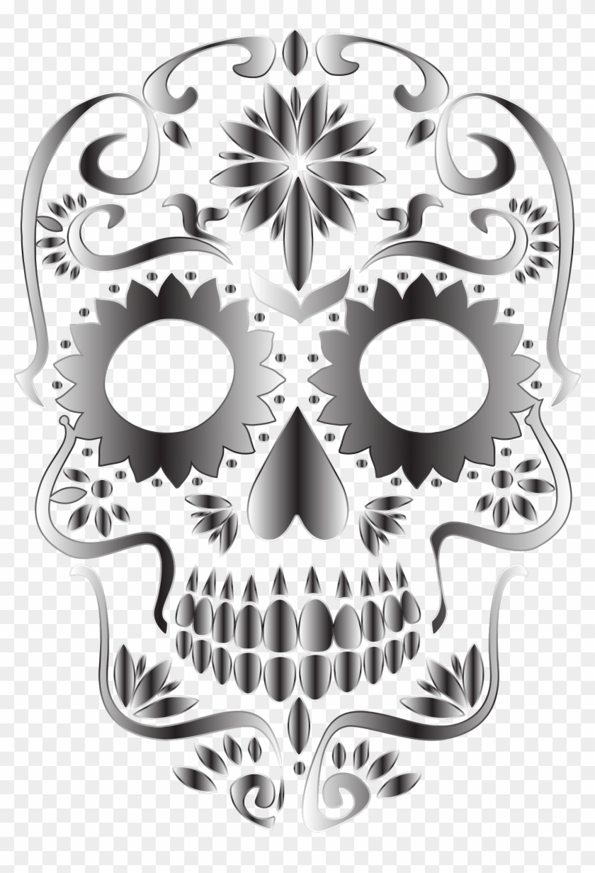 Monochrome Sugar Skull Silhouette No Background Icons - Sugar Skull No Background Clipart