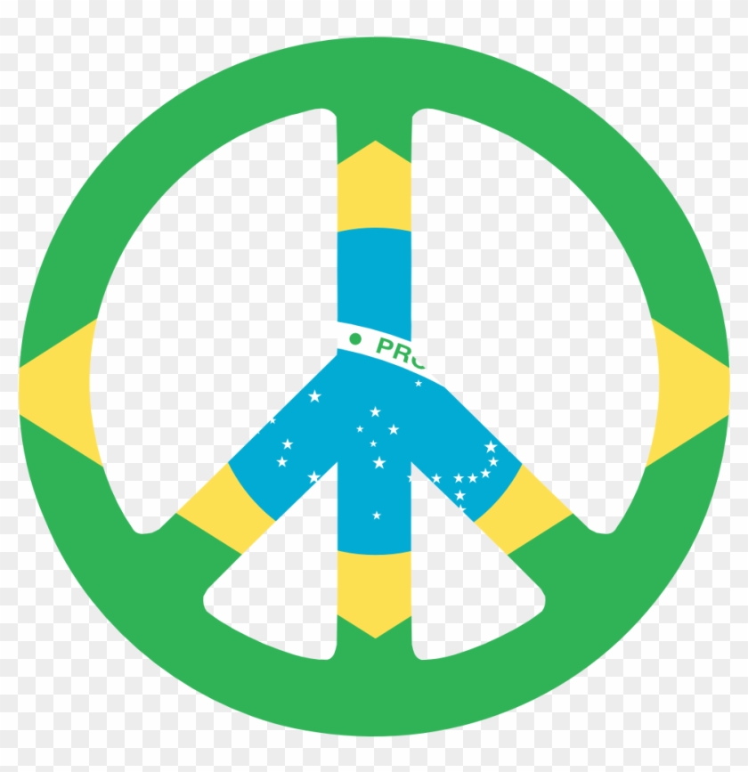 Brazil Peace Symbol Flag 3 999px 64 - Tie Dye Peace Sign Png Clipart