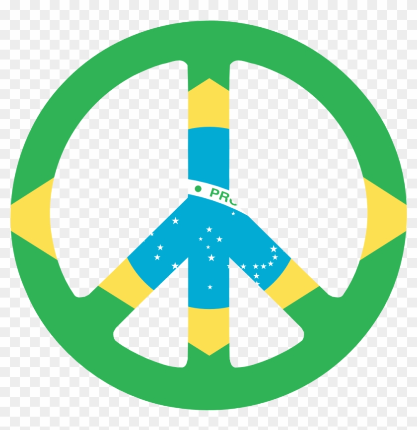 Brazil Peace Symbol Flag 3 999px 64 - Tie Dye Peace Sign Png Clipart #155778