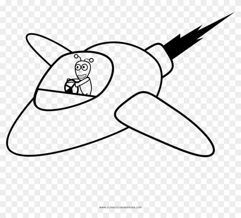 Alien Spaceship Coloring Page - Sketch Clipart