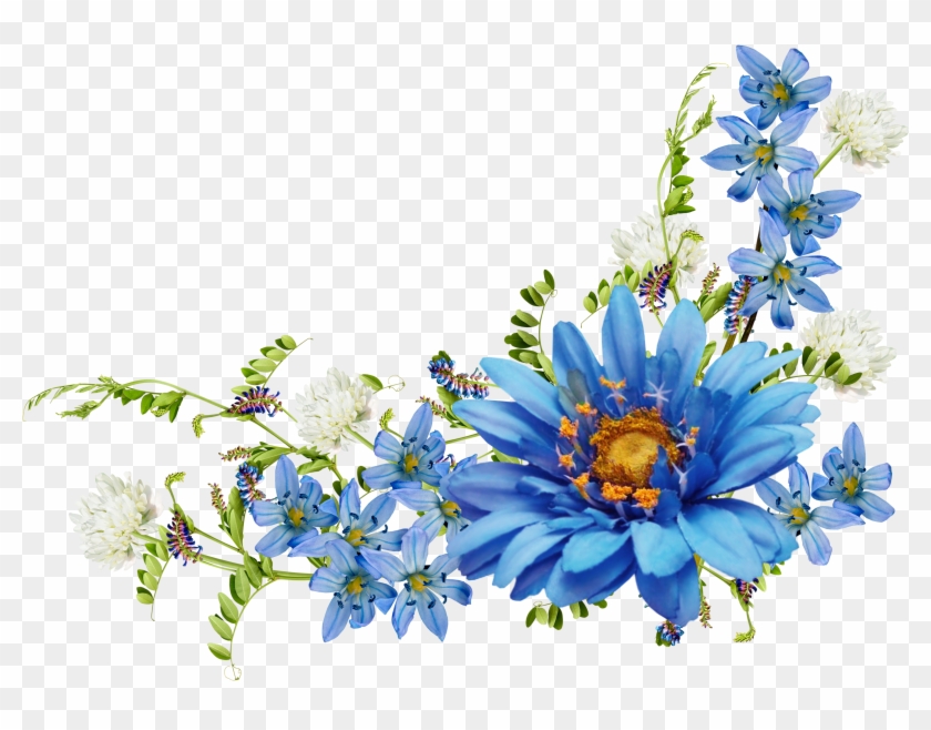 Flower Desktop Wallpaper Blue Wallpaper - Blue Flower Corner Png Clipart