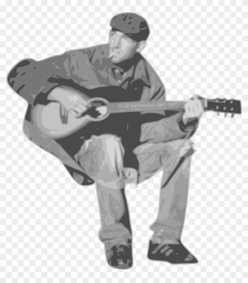 Man In Suit Sitting Png - Man With Guitar Png Clipart #156224