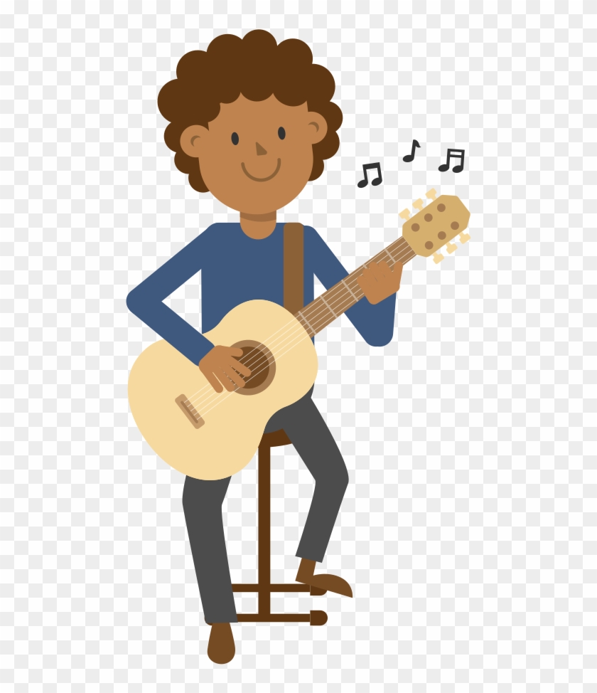 Cartoon Man Sitting Playing Guitar , Png Download - Man Playing Guitar Gif Clipart #156275