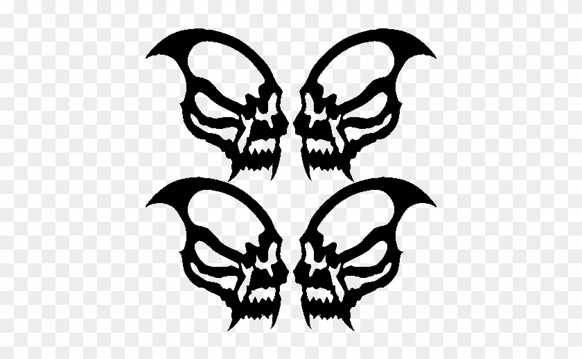 Black Skulls 4 3/4" X 4 7/8" Reflective Vinyl Decal - Skulls On Fire Clipart #156295