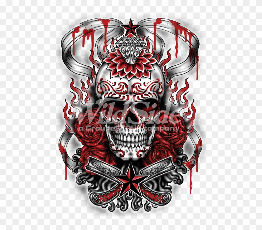 Demonized Sugar Skull - Demon Sugar Skull Designs Clipart #156345