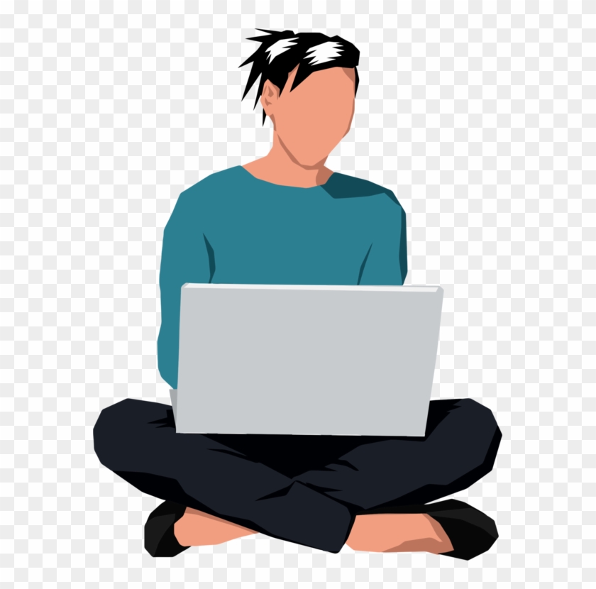 Laptop Manspreading Sitting Can Stock Photo - Man On Laptop Clipart - Png Download