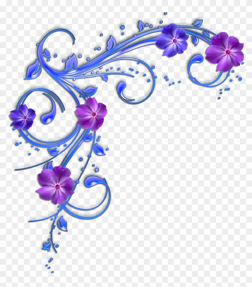 Forget Me Not Clipart Corner Border - Blue And Purple Flower Borders - Png Download