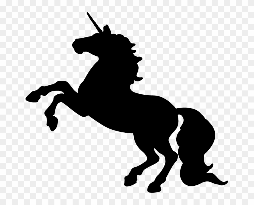Horse Silhouette Rearing - Black And White Emoji Unicorn Clipart