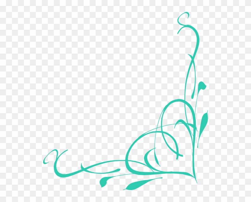 Corner Heart Swirl Clip Art - Turquoise Corner Border Design - Png Download