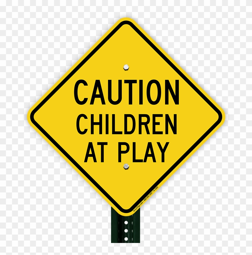 Caution Children At Play Aluminum Property Sign - Children At Play Sign Clipart #157760