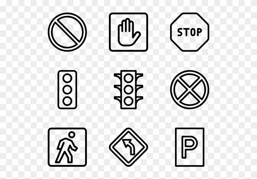 Traffic & Road Signs - Graphic Design Vector Icons Clipart