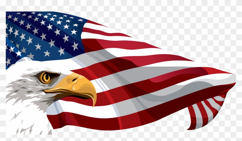 American Flag Clip Art At Vector Clip Art - American Flag And Eagle Clip Art - Png Download