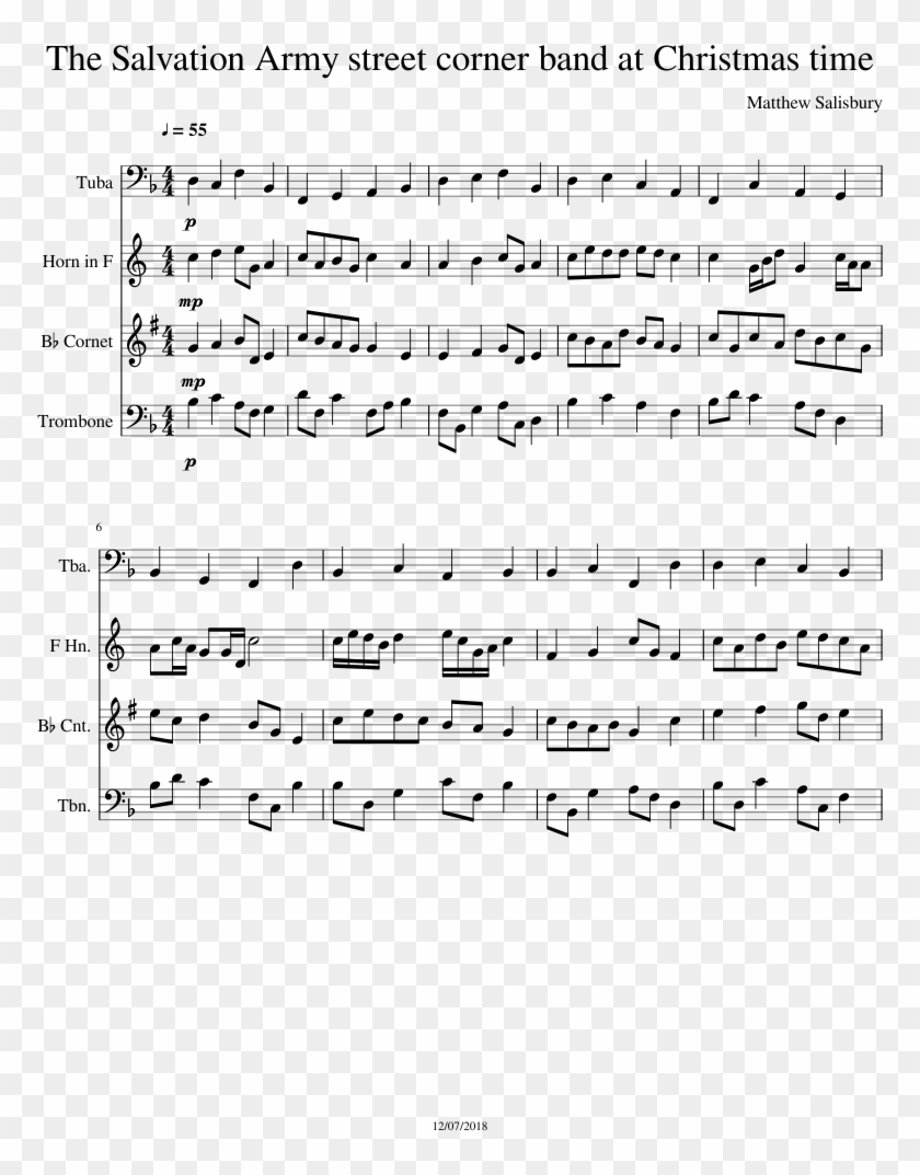 The Salvation Army Band Sheet Music For Tuba, French - Blue Eiffel 65 Clarinet Sheet Music B Flat Clipart