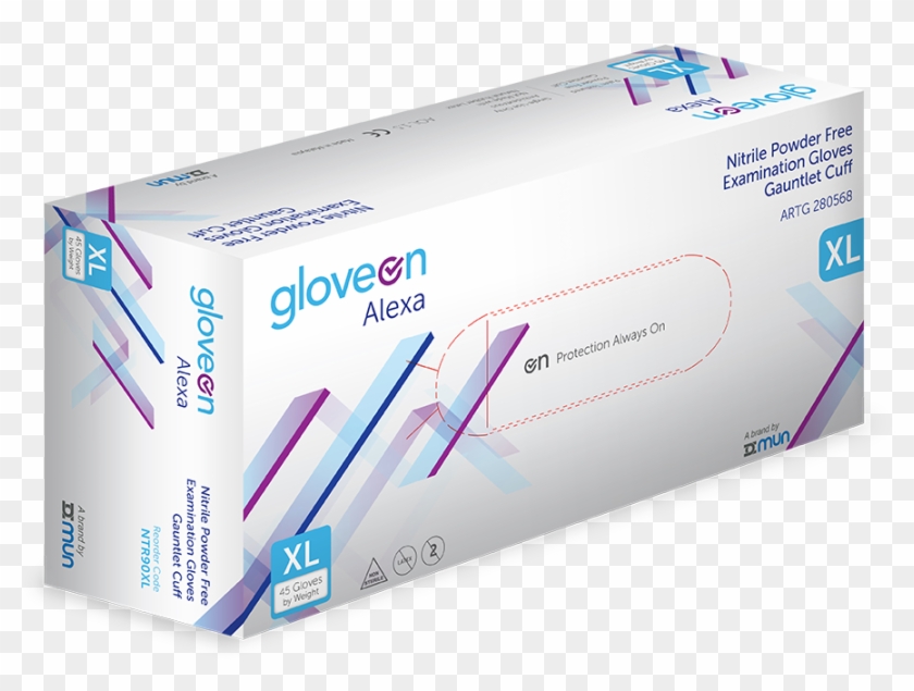 Gloveon Alexa Nitrile Exam Glove Gauntlet Cuff - Enterprise Software Clipart #1501042