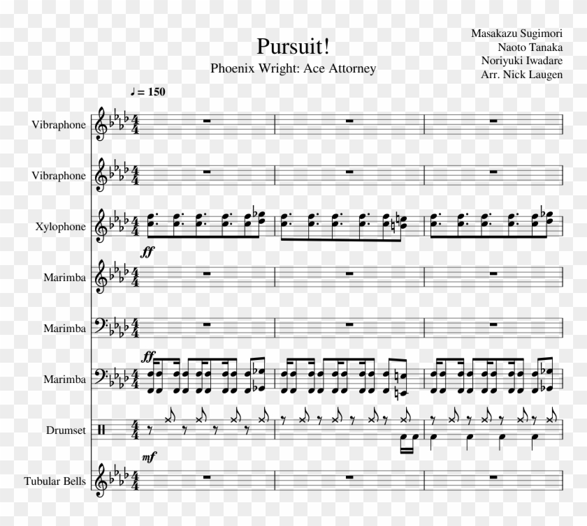 Pursuit Sheet Music Composed By Masakazu Sugimori Naoto - Trombone To Alto Sax Transposition Clipart