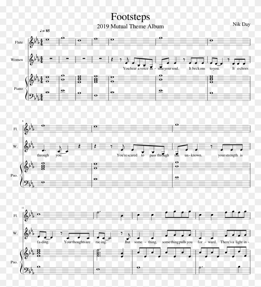 Footsteps Sheet Music For Flute, Piano, Voice Download - Chloe's Requiem Piano Sheet Clipart