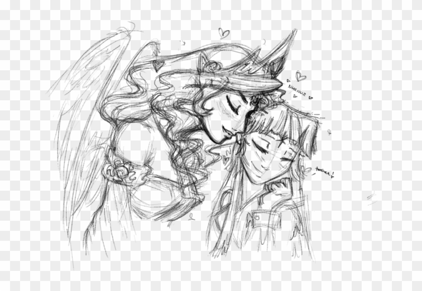 Bri-sta, Blushing, Elf Ears, Eyes Closed, Female, Heart, - Sketch Clipart #1504444