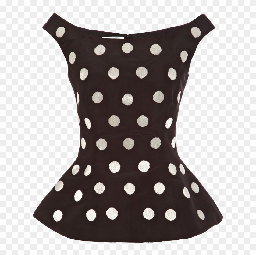 Oscar De La Renta Black White Polka Dot Beaded Silk-faille - Blouse Clipart #1505303