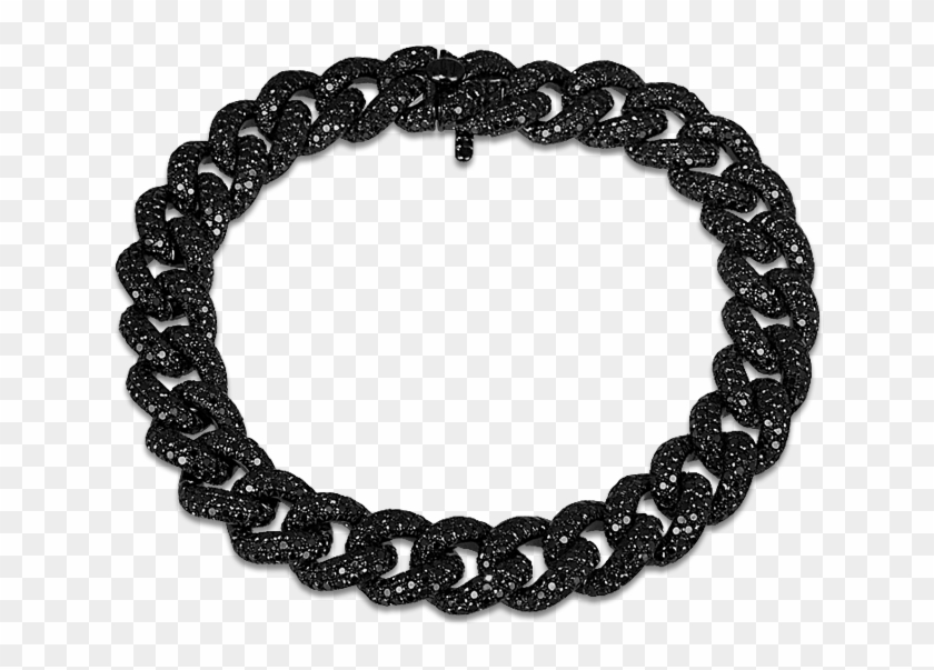 Black Diamond Chain Bracelet - Black Diamond Cuban Link Clipart #1506430
