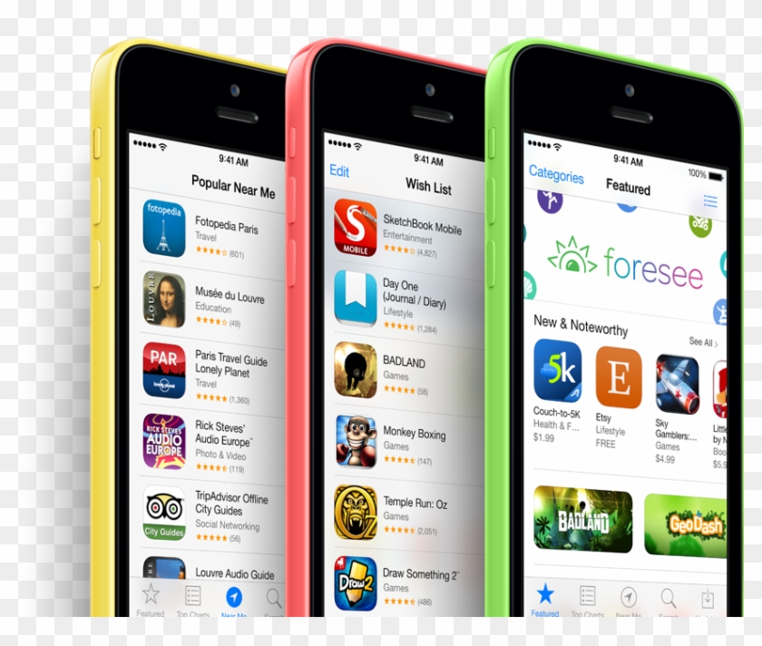 Yellow Pink Green Iphone 5c Side By Side - Iphone 5c No Background Clipart