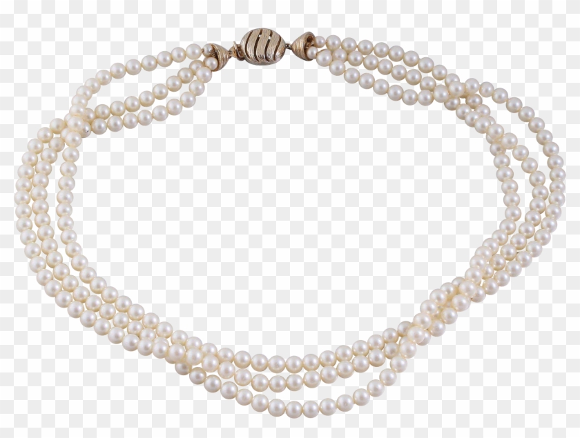 Ciner Torsade Style Three-strand Simulated Pearl Necklace - Baroda Pearls Clipart #1508136