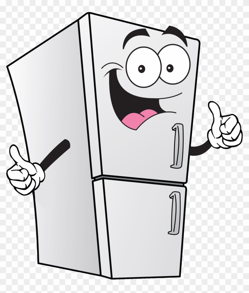 Microwave Clipart Black And White - Happy Fridge Clip Art - Png Download