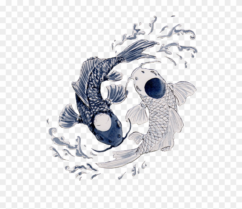 Mermaid In Celtic Knot - Twin Koi Fish Tattoo Clipart