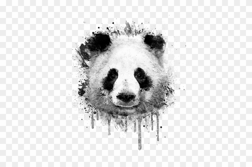 Graffiti Watercolor Panda Portrait In Black And - Panda Shirt Design Clipart