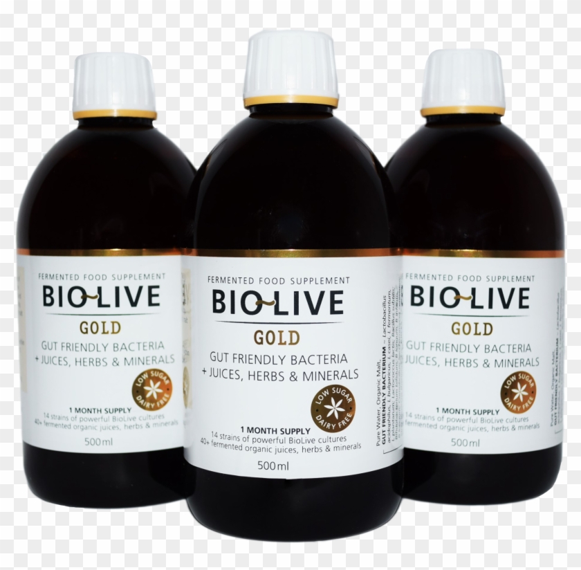 Bio Live Gold 3 Bottles Png - Glass Bottle Clipart