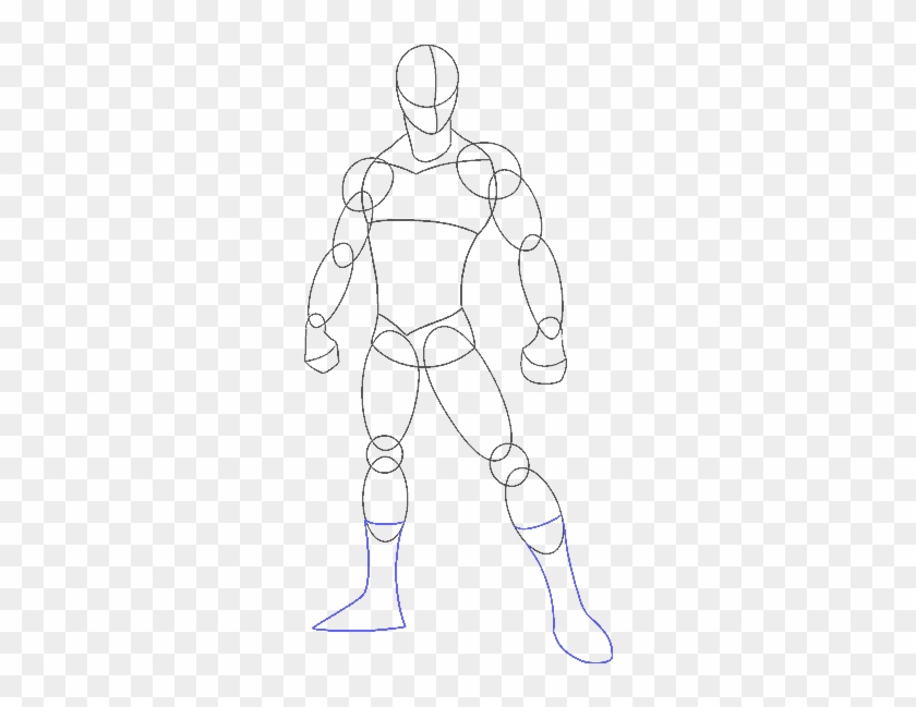 Drawn Spider Man Standing - Line Art Clipart