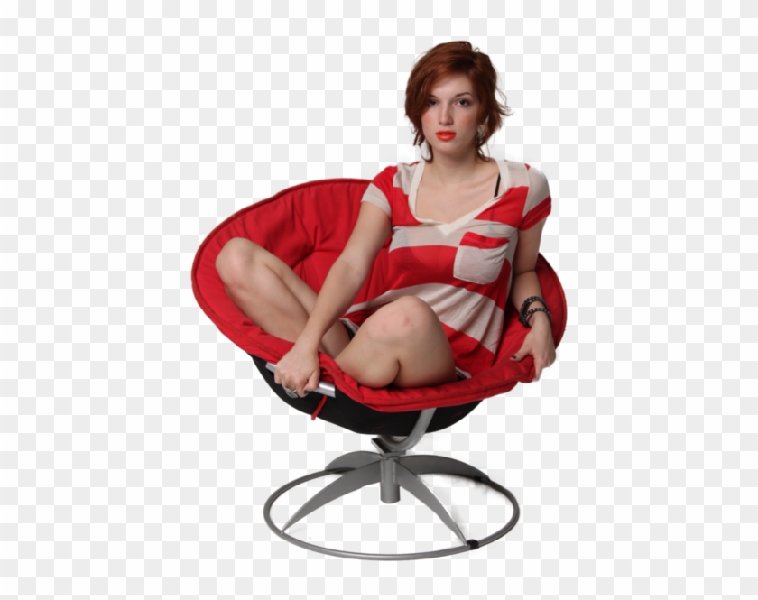 Girl Sitting In Red Chair - Girl Sitting On Chair Png Clipart #1512037