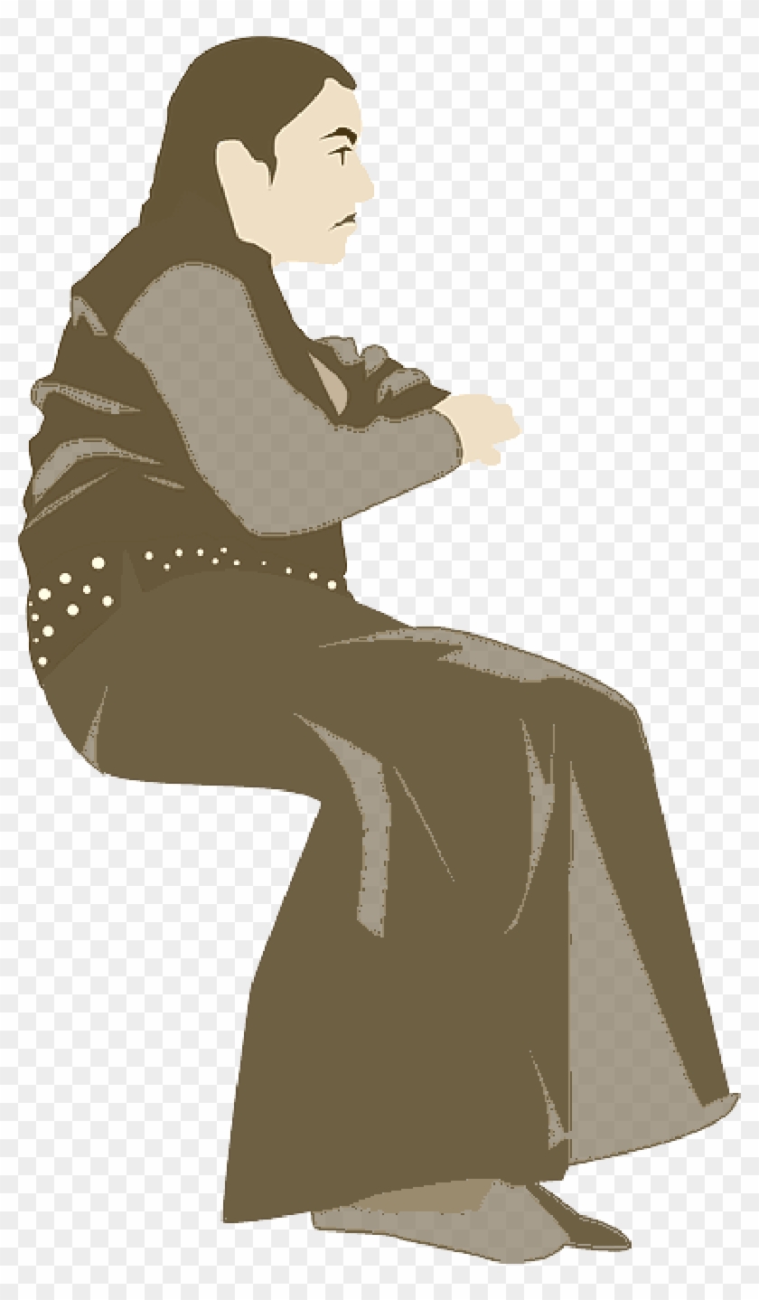 Silhouette, Woman, Girl, Sit, Sitting - Illustration Clipart