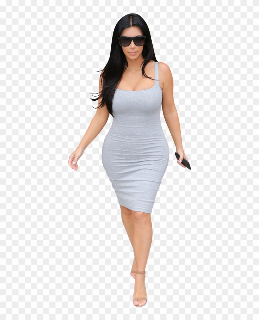 Kim Kardashian Wearing Grey Tank Dress - Cocktail Dress Clipart #1513640