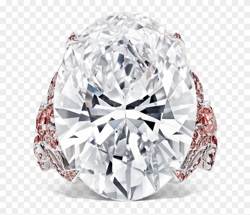 82ct Oval White Diamond Ring With Pink Diamonds - Engagement Ring Clipart #1513732