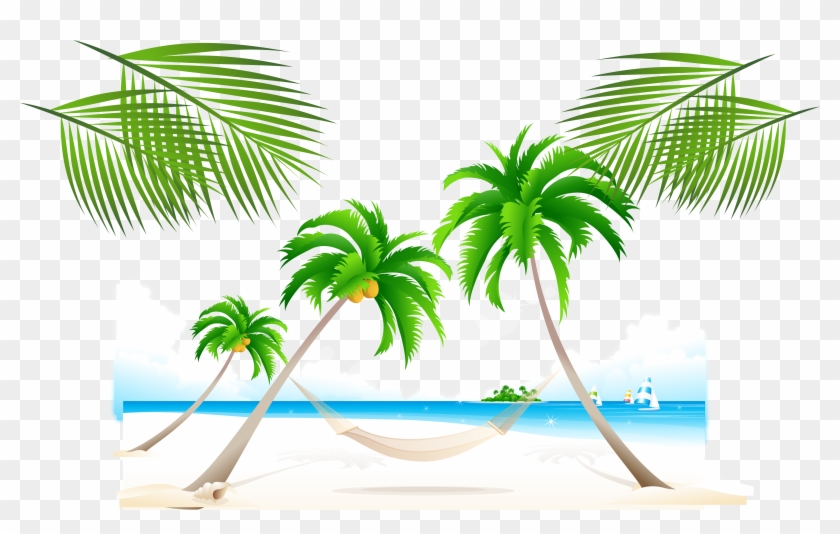 Pohon Kelapa Di Pantai Clipart