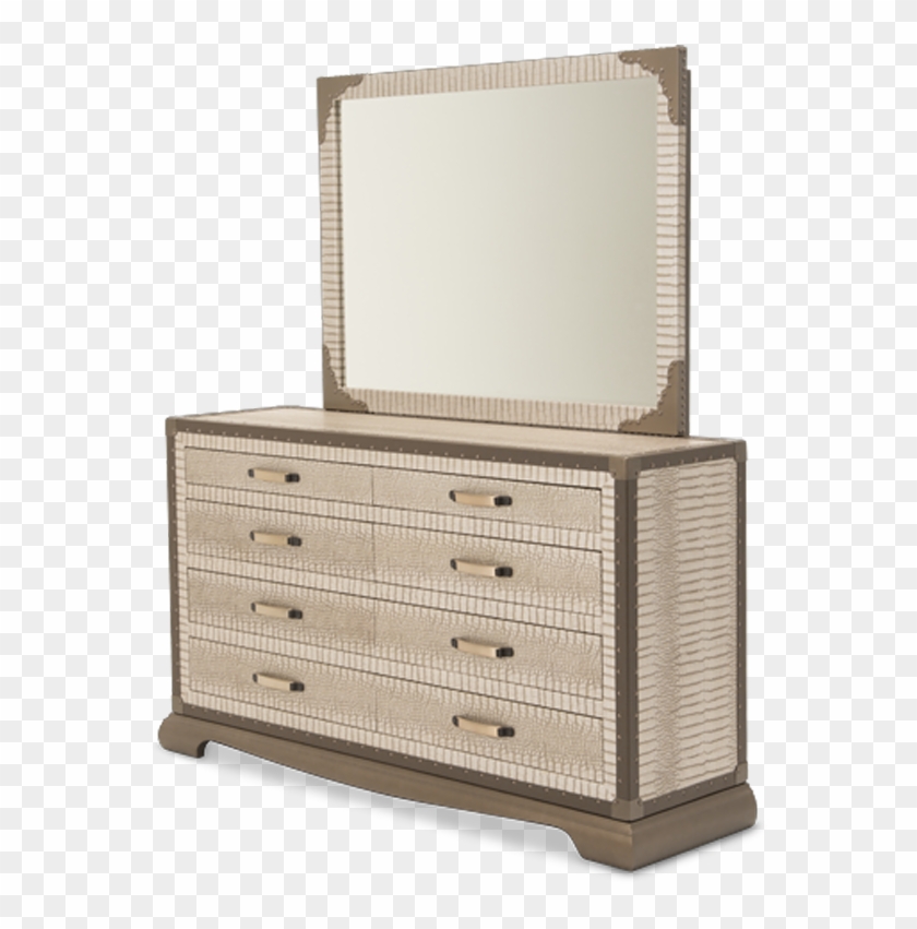 8 Drawers Nail Head Trim Beige Vinyl Alligator Skin - Chest Of Drawers Clipart #1515334