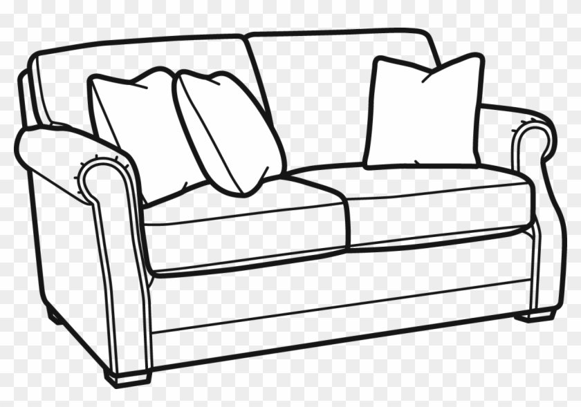 Coburn Fabric Loveseat Without Nailhead Trim - Couch Clipart Black And White - Png Download #1516134