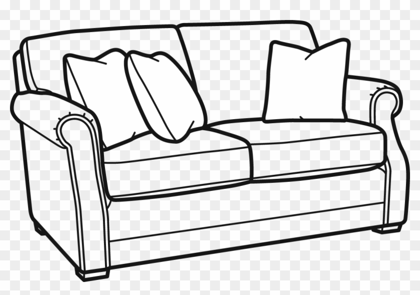 Coburn Fabric Loveseat Without Nailhead Trim - Couch Clipart Black And White - Png Download