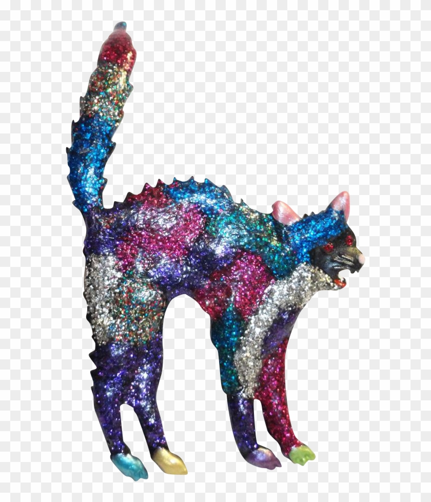 Jj Glitter Enamel Scaredy Cat Brooch - Cat Clipart