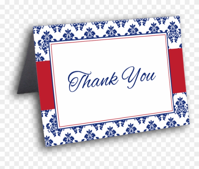Patriotic Damask Thank You Card - Greeting Card Clipart