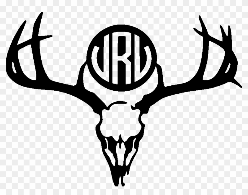 Deer Skull Monogram File Size - Hunting Black And White Clipart