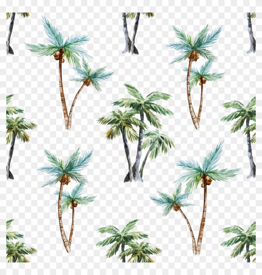 Arecaceae Watercolor Painting Tree Euclidean Vector - Palm Trees Watercolor Pattern Clipart