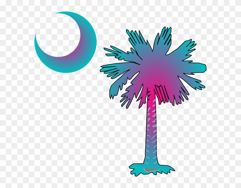 Sc Palmetto Tree Clip Art At Clkercom Vector - Palmetto Tree And Crescent Moon - Png Download